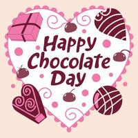Happy chocolate day poster, with heart shaped background vector