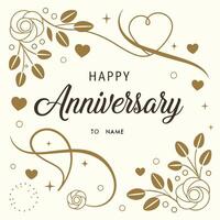 Happy anniversary with flower frame background poster design vector