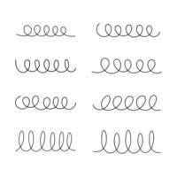 Spiral line art element set isolated illustration. vector