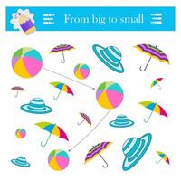 Form big to small. Puzzle game for kids. Attention tasks for children vector