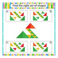 Logic puzzle for kids. Find the correct set of cartoon bird. Answer is D. vector