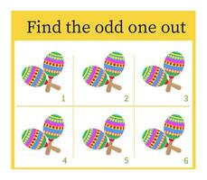 Game for kids. Task for development of attention and logic. Illustration of maracas. vector