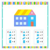 Math activity for kids. Need to find the correct answer. Worksheet. illustration. Flat design. Answer is C vector