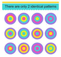 Educational game for kids. Need to find two identical patterns. vector
