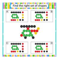 Logic puzzle for children. Find the correct set of cartoon helicopter. Answer is B. vector
