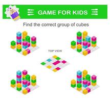 Find the correct group of geometric shapes. Attention tasks for children. vector