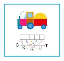 Puzzle game for children. Read the word. vector
