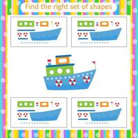 Educational logical game for kids. Need to find the correct set of shapes. Educational material for kids. vector