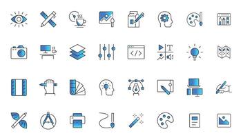 Graphic design trendy flat line icon pack. Icons for graphic design, web design icon set. vector