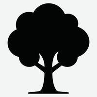 Simple Tree Silhouette In White Background. Black Tree Silhouette Icon. Tree Illustration. Tree Icon. vector