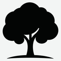 Simple Tree Silhouette In White Background. Black Tree Silhouette Icon. vector