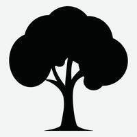 Simple Tree Silhouette In White Background. Black Tree Silhouette Icon. Tree Illustration. Tree Shadow. vector