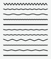 Wave line and wavy zigzag pattern lines. black underlines, smooth end squiggly horizontal curvy squiggles on white background. Wave Line. vector