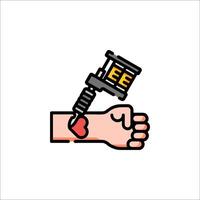 A tattoo machine with a needle on the hand vector