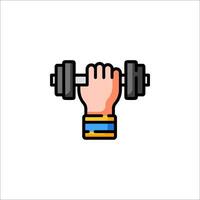 A hand holding a dumbbell icon vector