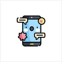 A phone with a speech bubble and a heart vector