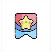A star icon with a ribbon around it vector