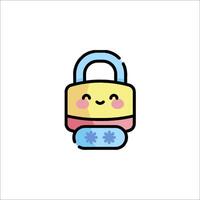 A cute lock with a smiley face on it vector