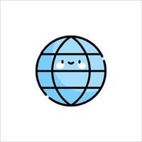 A cartoon globe with a smiley face vector
