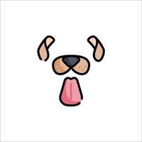 A dog's face with its tongue out on a white background vector