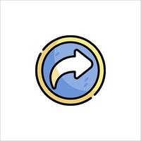 A blue and yellow button with an arrow pointing to the left vector