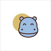 A cartoon hippo head with a smile on it vector