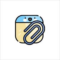 A paper clip icon with a blue and yellow background vector