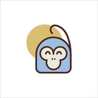 A monkey in a bag with a sun in the background vector