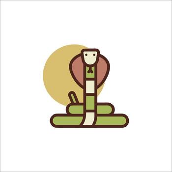 A snake with a hat on it, with a sun in the background vector