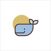 A whale with a sun behind it vector