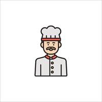 A chef icon with a mustache and hat vector