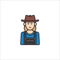 A man in a hat and overalls icon vector