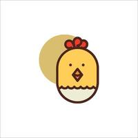 A chicken is shown in a flat design vector
