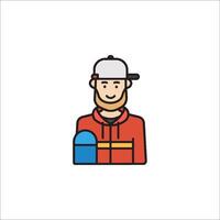 A man with a baseball cap and a backpack vector