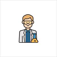 A man in a lab coat holding a flask vector
