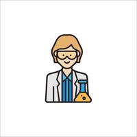 A woman in a lab coat holding a flask vector