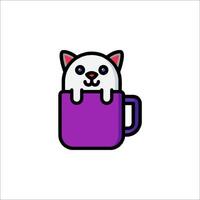 A cat in a cup icon vector