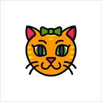A cat with green eyes and a bow on its head vector