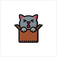 A cat in a box icon with a cat's face vector