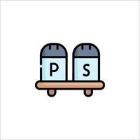 A pair of salt and pepper shakers on a shelf vector