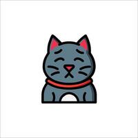 A cat with a red collar on its head vector