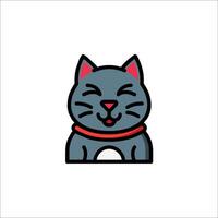 A cat with a red collar on its head vector