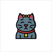 A cat with a bow tie on its head vector