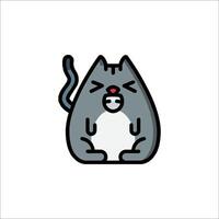A cartoon cat with a red nose and a white face vector