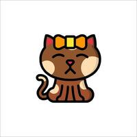 A cute cat with a bow on its head vector