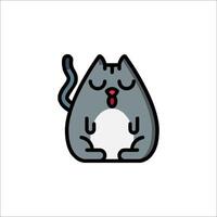 A cartoon cat with its tongue out and its eyes closed vector