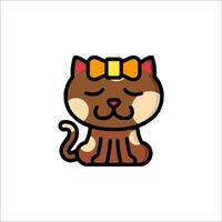 A cartoon cat with a bow on its head vector