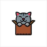 A cat in a box icon vector