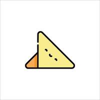 A triangle shaped piece of cheese is shown in a line vector