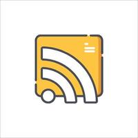 A yellow and gray icon with a rss icon vector